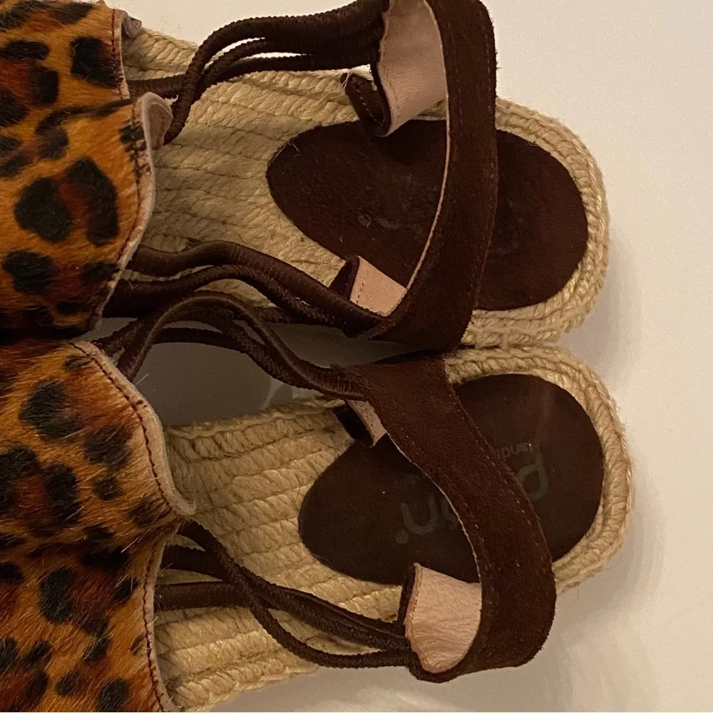 NEW PICON ESPADRILLE SHOES BROWN ANIMAL PRINT LEATHER HANDMADE SPAIN SIZE 7.5